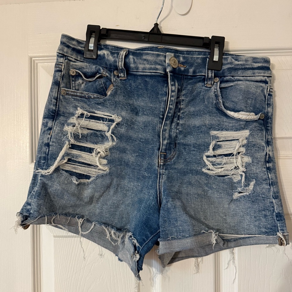 American Eagle Outfitters Blue Distressed Jean Shorts